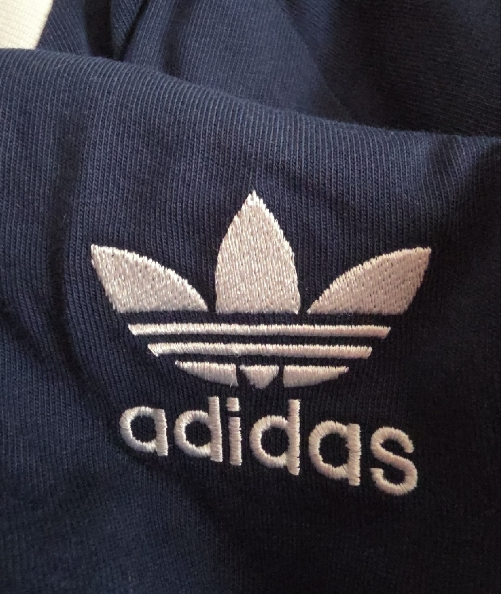 adidas Navy & White Trefoil Stripe Short Sleeve Tee Size Large NWT - Picture 7 of 9